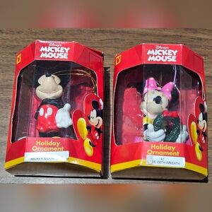 Disney Enesco Mickey & Minnie Mouse Holiday Ornaments BNIB